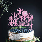 Microphone Happy Birthday Cake Topper-Music Lover Birthday Decorations，Glitter Host Music Cake Decor Karaoke Musical Theme Girls Birthday Party Decoration Supplies