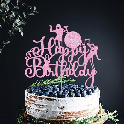 Microphone Happy Birthday Cake Topper-Music Lover Birthday Decorations，Glitter Host Music Cake Decor Karaoke Musical Theme Girls Birthday Party Decoration Supplies