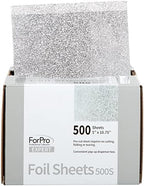 ForPro Professional Collection Expert Embossed Foil Sheets 500S, Aluminum, Pop-Up Foil Dispenser, Hair Foils for Color Application & Highlighting Services, Food Safe, 5” W x 10.75” L, (Pack of 12)