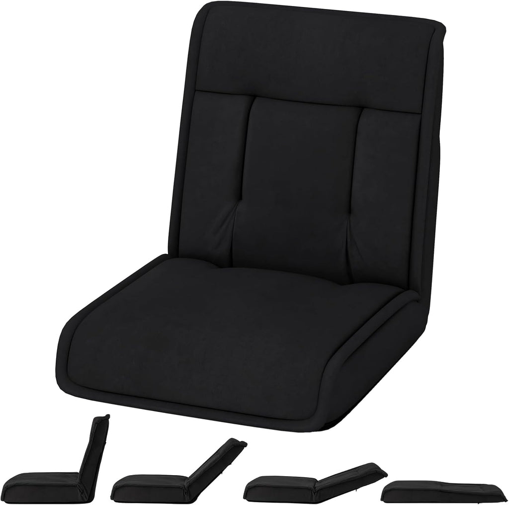 Giantex Floor Chair, Lazy Sofa with 14-Poistion Adjustable Backrest & 5-Position Adjustable Headrest, Padded Sleeper Bed, Couch Recliner for Living Room, Meditation, Study, Gaming Chair Floor (Black)