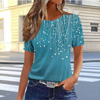 Womens Summer Tops Crew Neck Short Sleeve Printed T Shirts Dressy Casual Tees Blouses Loose Fit Holiday Outfits