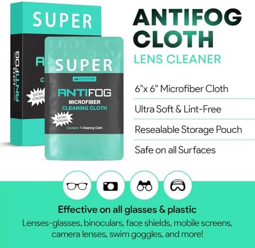 Anti Fog Microfiber Cleaning Cloth for Glasses | Individually Wrapped Microfiber Lens Cleaning Cloth for Eyeglasses, Lenses, Binoculars, Face Shields, Ski Masks or Swim Goggles (3 Count)