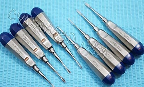 German 8 PC Straight and Curved Dental Surgery EXTRACTING LUXATING APICAL Root TIP Elevator Set of 8 Each