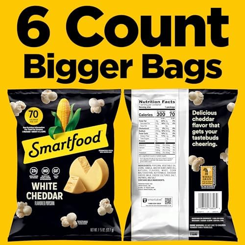 Smartfood Popcorn, White Cheddar, 1.875 Oz (Pack of 6)