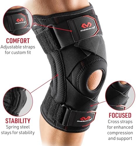 McDavid Knee Brace Support with Side Stays, Compression Knee Sleeve & Cross Straps for Patellar Tendon Support, Tendonitis, Arthritis Pain Relief, Recovery, Knee Brace for Men and Women