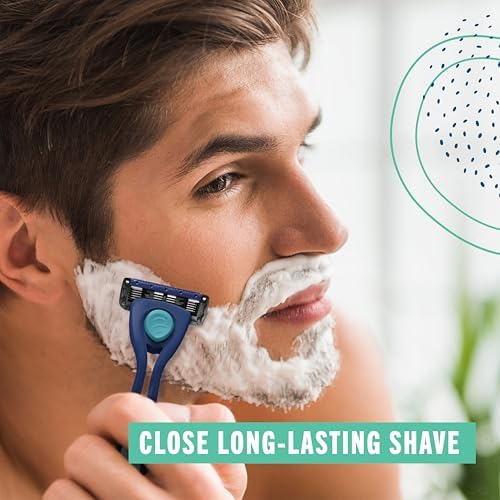 Preserve Shave 5 Five Blade Refillable Razor, Made from Recycled Materials, Neptune Green