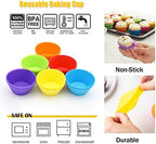 Silicone Cupcake Baking Cups 24 Pack, Reusable & Non-stick Muffin Cupcake Liners Holders Set for Party Halloween Christmas, Easy Clean Pastry Muffin Molds（Pack of 24,Multicolor）