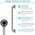 Vive 440lbs Grab Bar for Bathtubs and Showers (2 Pack) - Handicap Bathroom Safety Rail for Elderly - Wall Senior Handle for Tub, Toilet, Bath - Disability Assist Device Accessories Handrail (16 Inch)