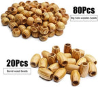 Natural Wooden Spacer Beads, 100 Pcs - Unfinished Tube Beads with Grain for Bracelet Pendants Crafts DIY Jewelry Making, Hole 10mm