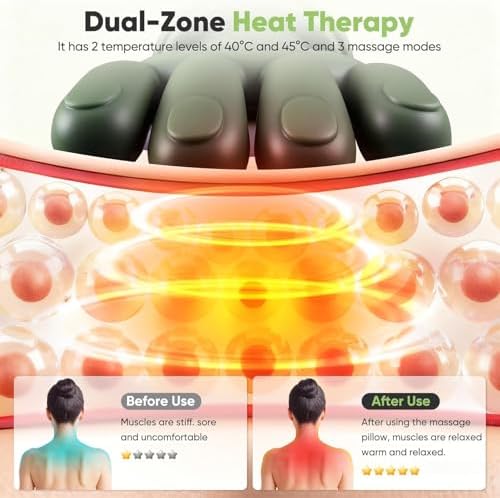 Shoulder and Neck Massager, Bionic Heated Massager, Neck Massager with Fingers, 4D Kneading Massage for Home and Travel