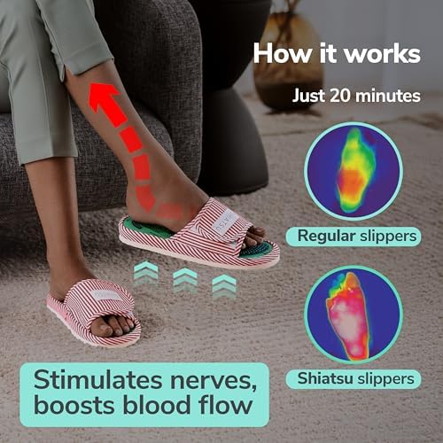 Acupressure Massage Slippers for Plantar Fasciitis & Neuropathy Relief – Reflexology Massager Sandals, Ideal Gift for Men & Women, Stress & Tension, Pain Management for Foot Health Stocking stuffers