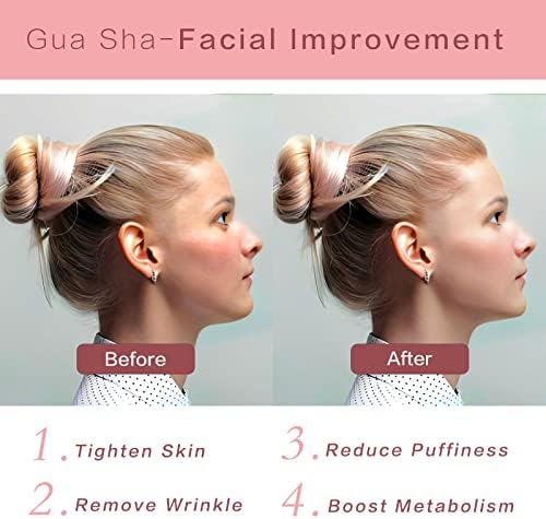 Gua Sha Facial Tools, Rose Quartz Guasha Tool for Face & Eye, Puffiness Reducing & Jawline Sculpting Face Stone Gua Sha Tools for Skin Care Woman GuaSha Stone Tool, Pink