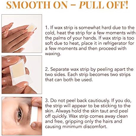Gigi Wax Strips for Hair Removal – 12 Facial Wax Strips for Women with Post Epilation Lotion, At Home Waxing Kit