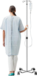 IV Pole with Wheels Medical Portable IV Stand Pole, IV Bag Stand with Removable IV Bag Holder, 47" to 85" Adjustable Height Pole, with 2 Hook & 4 Caster Steel Base