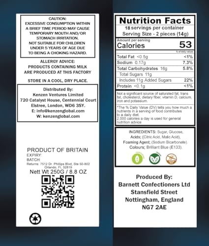 Barnetts Mega Sour Raspberry 250g Sour Candy UK Fizz Balls - Handcrafted in Britain