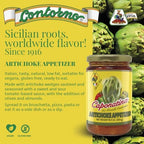 Contorno Artichoke Caponata Spread (10.6 oz) – Sicilian Caponatina Appetizer for Bruschetta, Pasta & Charcuterie,Natural, Vegetarian, Ready to Eat Italian Antipasto (1 Pack)