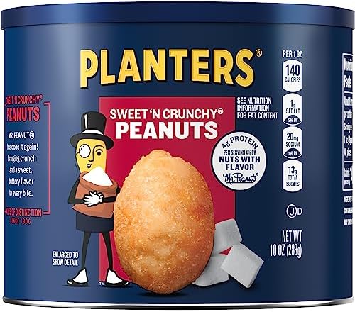 PLANTERS Sweet 'N Crunchy Peanuts, 10 oz. can (Pack of 6)