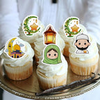 50 PCS Edible Ramadan Cake Toppers Wafer Paper Mosque Lantern Crescent Moon Halal Cupcake Toppers Edible Eid Mubarak Party Decorations for Islamic Muslim Theme Ramadan Kareem Party Supplies