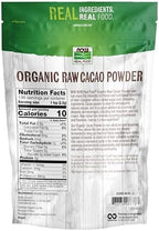 NOW Foods, Organic Raw Cacao Powder, with Polyphenols and Flavonols, Sun-Dried, Intensely Rich Flavor, 12-Ounce (Packaging May Vary)