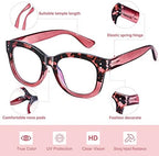 EYEGUARD 2 Pack Oversized Reading Glasses for Women Blue Light Blocking Eyeglasses Fashion Spring Hinge Readers