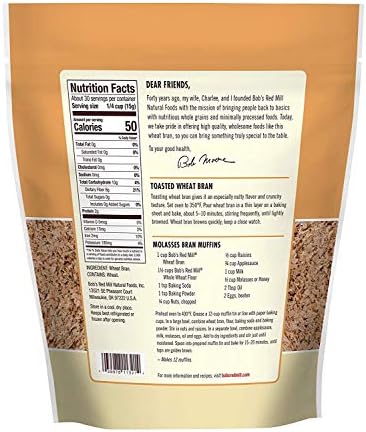 Bob's Red Mill High Fiber Wheat Bran, 16 OZ (Pack of 2)