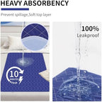 Washable Pads for Beds for Incontinence Adults-Extra Large XXL 34x52 Inch (Pack of 2) - Blue Hide Stains - Waterproof Underpads for Elderly - Reusable Bed Pad for Bedwetting