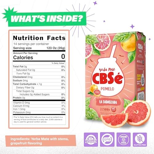 CBSe Pomelo Yerba Mate – 2 Packs 500g (1.1 lb) Each - Flavored Loose Leaf Herbal Tea – Argentine Yerba with Natural Grapefruit Flavor – Refreshing, Citrus, Energizing Alternative to Coffee