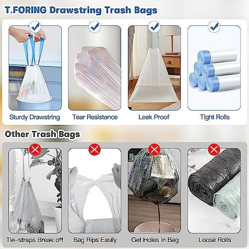 1.2 Gallon Mini Trash Bags Drawstring - 120 Count Thick Small Garbage Bags Unscented,White Trash Can Liners Strong Little Waste Basket Bags 4.5 Liter for Home Bathroom Office Car