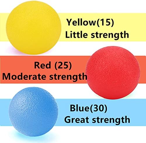 3 PCS Physical Therapy Hand Exercise Balls, Stress Relief Balls for Adults, Squeeze Balls Kits for Hand Finger Wrist Muscles, Hand Grip Strengthener Trainer,Finger Exerciser