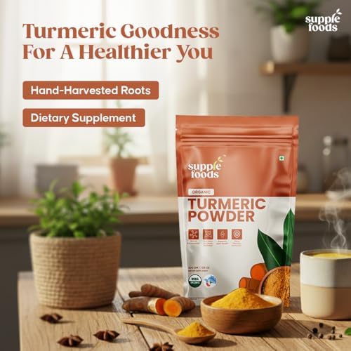 Supplefoods Organic Turmeric Powder 200 g / 7.05 oz | Pure Organic Turmeric Root Powder | Rich in Antioxidants | Supports Joint Health & Metabolic Wellness | Helps Maintain Immunity | USDA Certified