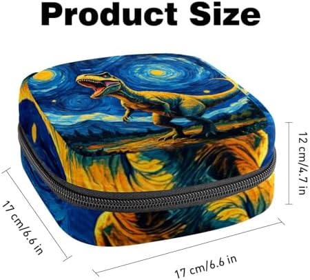 Sanitary Napkin Storage Bag, Dinosaur Portable Period Kit Bag, Menstrual Cup Holder Pouch for Women, Teens, Girls