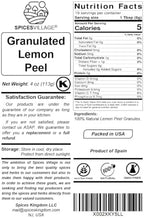 SPICES VILLAGE Dried Lemon Peel Granules, Lemon Zest Seasoning for Baking, (4 Oz), Citrus Fruit Seasoning for Cooking & Herb Tea - Kosher, Gluten Free, Non GMO, Resealable Bulk Bag