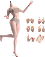 Fremego 1/6 Scale Female Body 12inch Super Flexible Seamless Female Figure Body with Detachable Feet Pale Skin Large Bust Miniature Action Figure Doll
