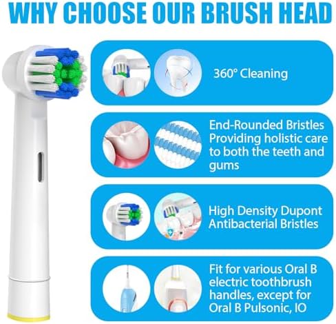 Replacement Toothbrush Heads Compatible with Oral-B Braun, 20 Pcs Professional Electric Toothbrush Brush Heads for Oral B Replacement Head Refill Pro 500/1000/1500/3000/3757/5000/7000/7500/8000