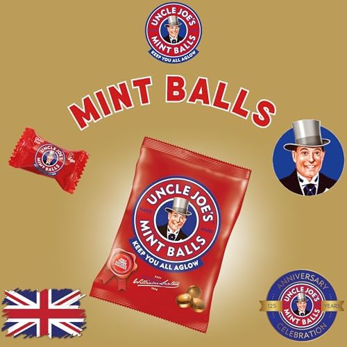 Uncle Joe's | Mint Balls | 90g Bag | Traditional Mint Balls made using the same recipe from 1898 | Natural Ingredients | Free From Artificial Colors and Flavours