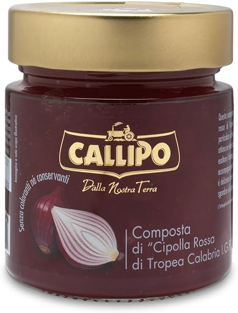 Callipo IGP Red Tropea Onions Jam Spread 10.58oz | Calabrian Sweet Tropea Onions Marmalade Ideal With Cheese, Charcuterie, Roasted Meats, Burgers and Sandwiches | 10.58oz (300g) (Pack of 2)