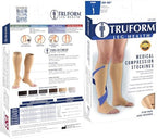 Truform 20-30 mmHg Compression Stocking for Men and Women, Knee High Length, Open Toe, Black, X-Large