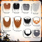 10 Pcs Fake Beards Costume Old Man Mustache Costume for Jesus Beard Halloween Funny Facial Hair Accessories with Adjustable Elastic Rope for Men Party Cosplay Supplies
