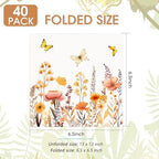 40Pcs Floral Paper Napkins Disposable, Decoupage Flower Luncheon Napkins Decorative for Baby Shower Wedding Anniversary Birthday Fall Party 6.5 x 6.5 Inches