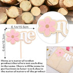 Pink Daisy Wooden Cake Topper - Flower Sweet One Birthday Decorations,Bohemian Daisy 1st Birthday Cake Topper,Groovy Daisy Smash Cake Decoration,Daisy Princess First Birthday Party Photo Prop