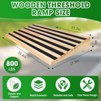 Wooden Threshold Ramp for Home Steps, 4" Rise Door Ramp for Wheelchair/Walker/Cart/Scooter, Doorway Ramp with Non-Slip Stripes(35.4" W*4.0" H, Solid Wood, 800LBs Capacity)
