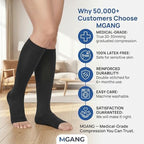 5XL Plus Size Knee High Compression Socks, Wide Calf Compression Stockings for Men Women, Open Toe, Support for DVT, Varicose Veins, Edema, Shin Splints Relief - Nurses, Pregnancy, Travel