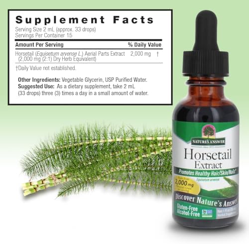 Nature's Answer Horsetail Herb | Promotes Healthy Hair, Skin & Nails | Made in the USA | Gluten-Free, Alcohol-Free, Kosher Certified & No Preservatives 1oz