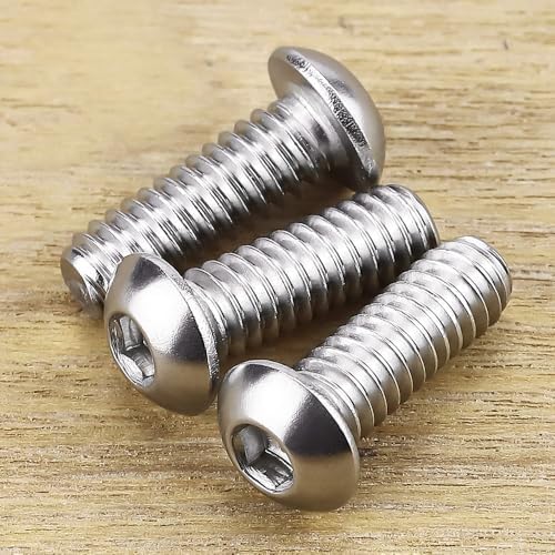1/4-20 x 3/4" Button Head Socket Cap Bolts Screws, 304 Stainless Steel 18-8, Allen Hex Drive, Bright Finish, Fully Machine Thread, Pack of 25
