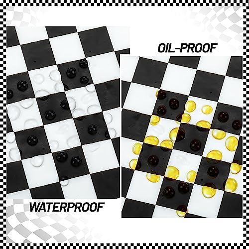 100 Pcs Black & White Checkered Wax Paper Sheets for Food, Wax Paper for Sandwich Wrap, Deli Wraps, Picnic Basket Liners, 8.6 x 9.8 inches
