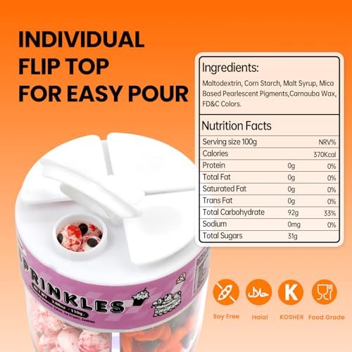 Halloween Sprinkles, Edible Halloween Sprinkles for Cake Decorating, Cake Decoration & Cupcake Topper, 110g/3.88oz