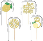 24 PCS Lemon Cupcake Toppers Glitter Lemonade Party She Found Her Main Squeeze Cupcake Picks for Lemon Theme Baby Shower Wedding Engagement Bridal Shower Birthday Party Cake Decorations Supplies
