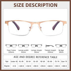 FONHCOO Reading Glasses for Women Men, Blue Light Blocking Reading Glasses Metal Half Frame Computer Readers