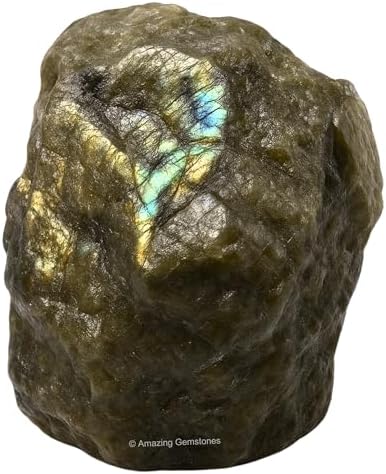 Amazing Gemstone Labradorite Raw Crystals and Healing Stones, Natural Rocks for Tumbling and DIY Raw Stones and Crystals (1 Piece)