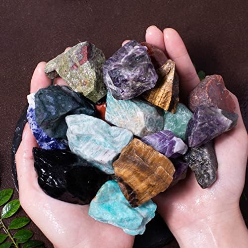 3 lbs Bulk Rough Madagascar Stones Mix - Large 1" Natural Raw Stones Crystal for Tumbling, Cabbing, Fountain Rocks, Decoration,Polishing, Wire Wrapping, Wicca & Reiki Crystal Healing
